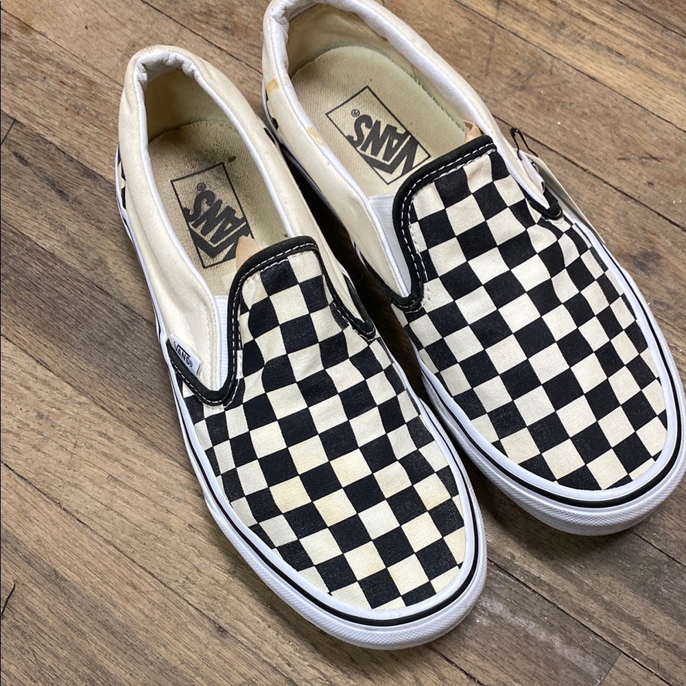 Vans Black and White Checkered Slip-On Sneakers